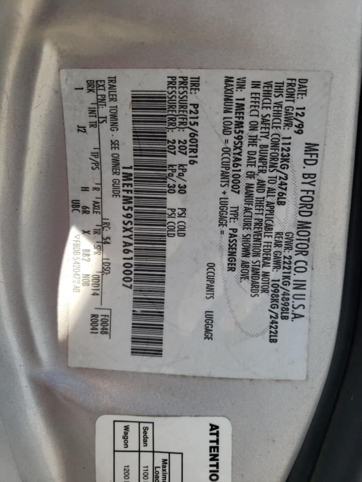 Photo 10 from auction – 2000 MERCURY SABLE LS P with VIN 1MEFM59SXYA610007