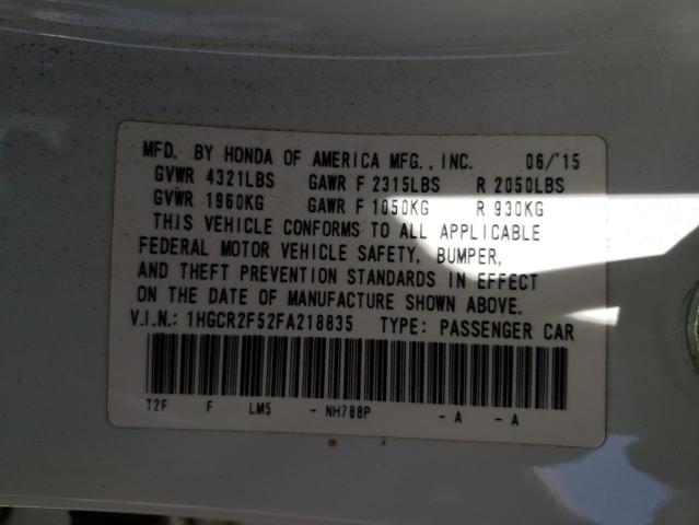 Photo 10 from auction – 2015 HONDA ACCORD SPO with VIN 1HGCR2F52FA218835
