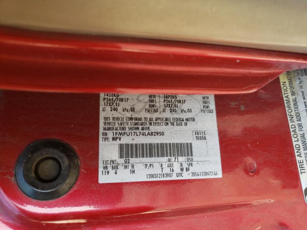 Photo 10 from auction – 2004 FORD EXPEDITION with VIN 1FMPU17L74LA82950