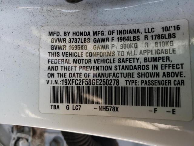 Photo 10 from auction – 2016 HONDA CIVIC LX with VIN 19XFC2F58GE250278