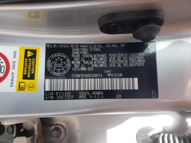 Photo 10 from auction – 2013 TOYOTA HIGHLANDER with VIN 5TDBK3EH0DS208014