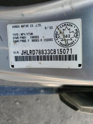 Photo 10 from auction – 2003 HONDA CR-V EX with VIN JHLRD78833C815071