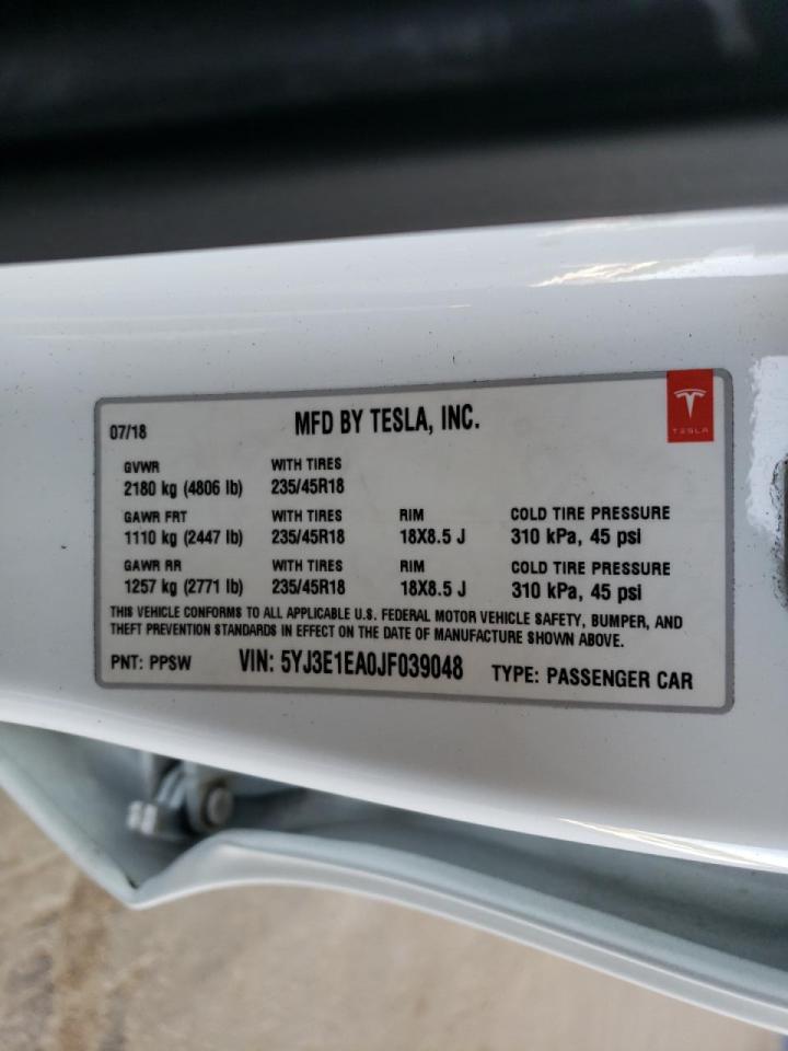 Photo 20 from auction – 2018 TESLA MODEL 3 with VIN 5YJ3E1EA0JF039048