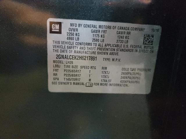 Photo 10 from auction – 2017 CHEVROLET EQUINOX LT with VIN 2GNALCEK2H6217891