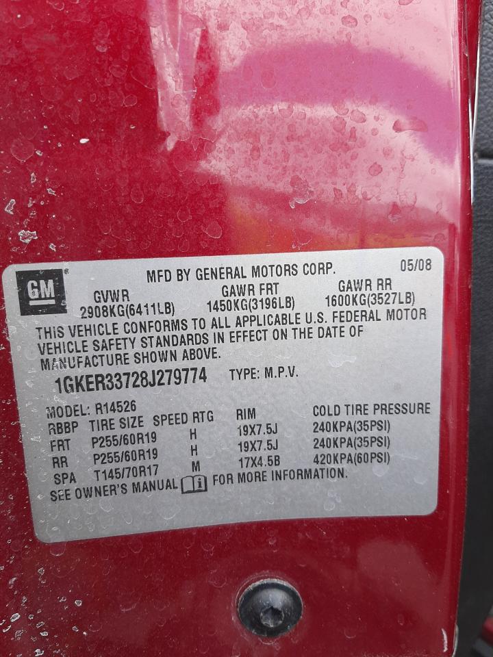 Photo 10 from auction – 2008 GMC ACADIA SLT with VIN 1GKER33728J279774