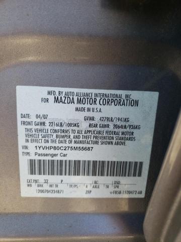 Photo 10 from auction – 2007 MAZDA 6 I with VIN 1YVHP80C275M55687