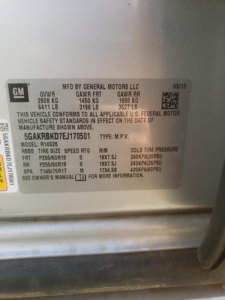 Photo 10 from auction – 2014 BUICK ENCLAVE with VIN 5GAKRBKD7EJ170501