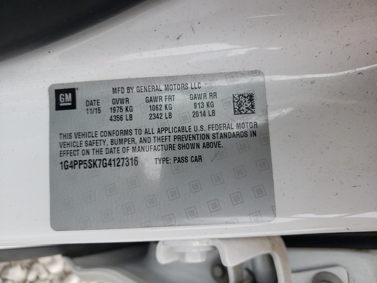 Photo 20 from auction – 2016 BUICK VERANO with VIN 1G4PP5SK7G4127316