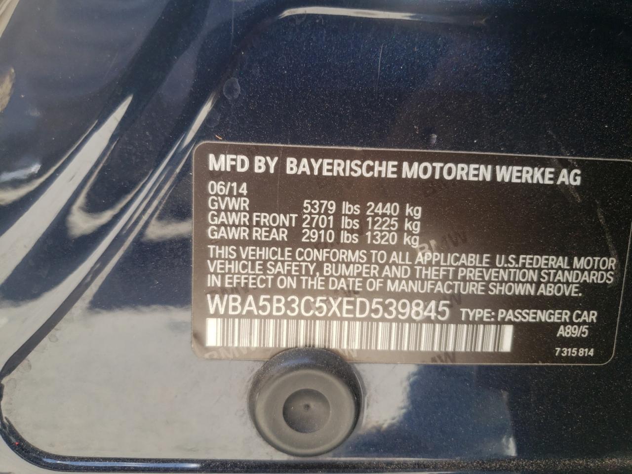 صورة رقم 10 من المزاد - 2014 BMW 535 XI مع VIN WBA5B3C5XED539845