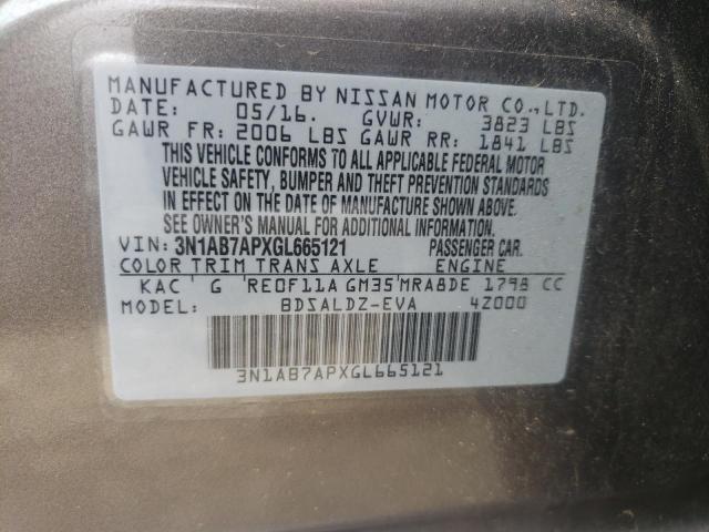 Photo 10 from auction – 2016 NISSAN SENTRA S with VIN 3N1AB7APXGL665121