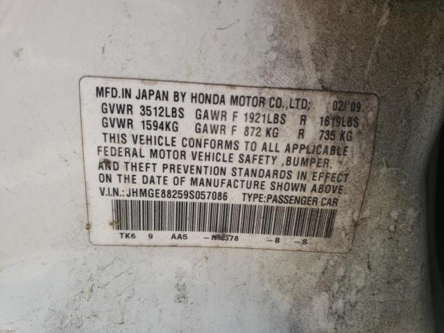 HONDA FIT 2009 with VIN JHMGE88259S057086 - Photo from auction