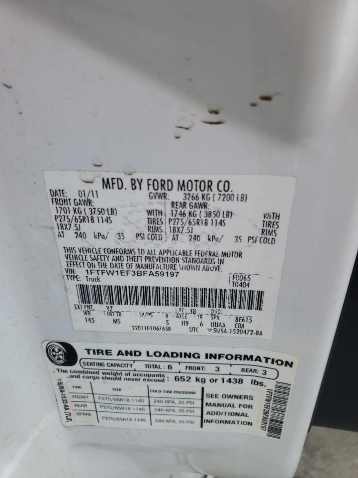 Foto 10 de la subasta – 2011 FORD F150 SUPER con VIN 1FTFW1EF3BFA59197