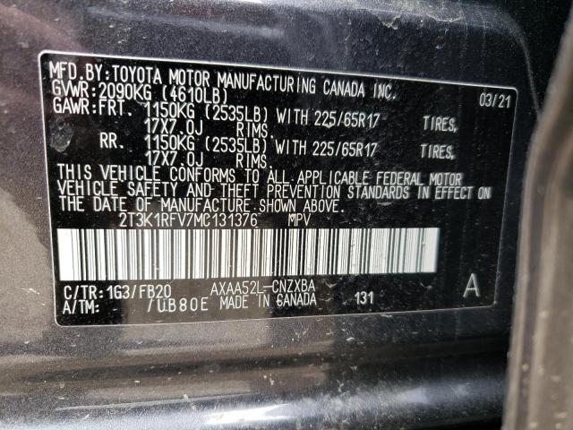 Photo 10 from auction – 2021 TOYOTA RAV4 LE with VIN 2T3K1RFV7MC131376