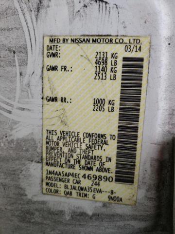 Photo 10 from auction – 2014 NISSAN MAXIMA S with VIN 1N4AA5AP4EC469890