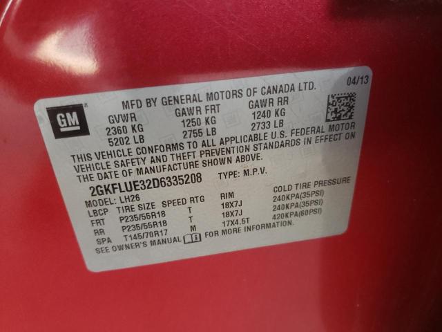 Photo 10 from auction – 2013 GMC TERRAIN SL with VIN 2GKFLUE32D6335208