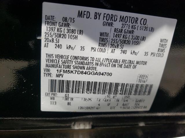 Photo 10 from auction – 2016 FORD EXPLORER X with VIN 1FM5K7D84GGA94700