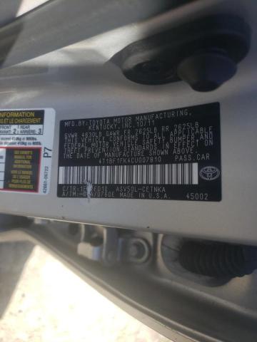 Photo 10 from auction – 2012 TOYOTA CAMRY BASE with VIN 4T1BF1FK4CU007810