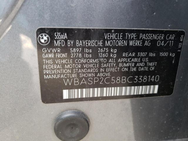 Photo 10 from auction – 2011 BMW 535 XIGT with VIN WBASP2C58BC338140