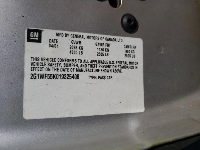 Photo 10 from auction – 2001 CHEVROLET IMPALA with VIN 2G1WF55K019325408