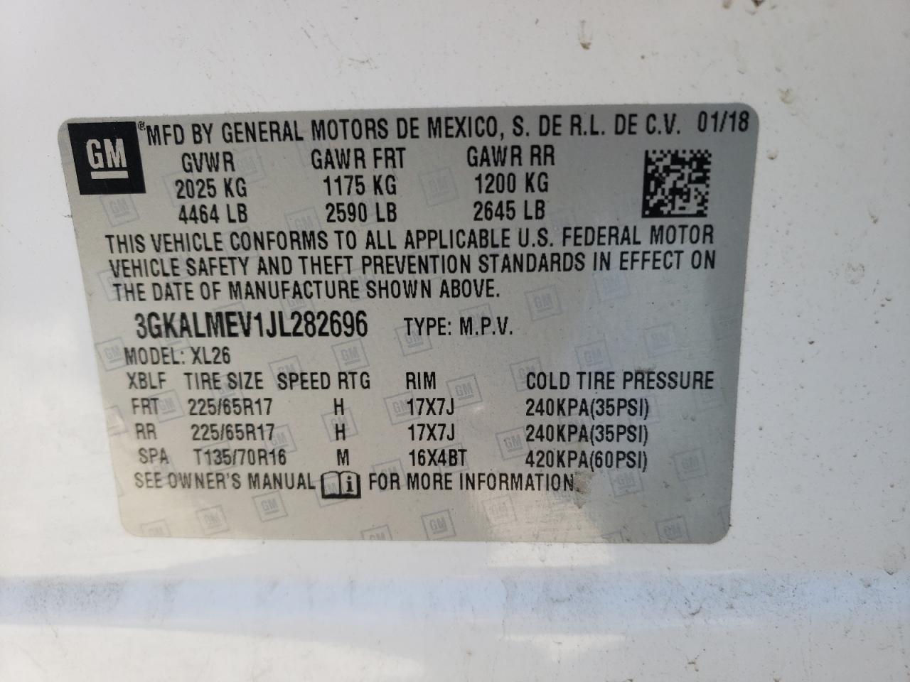 Photo 10 from auction – 2018 GMC TERRAIN SL with VIN 3GKALMEV1JL282696