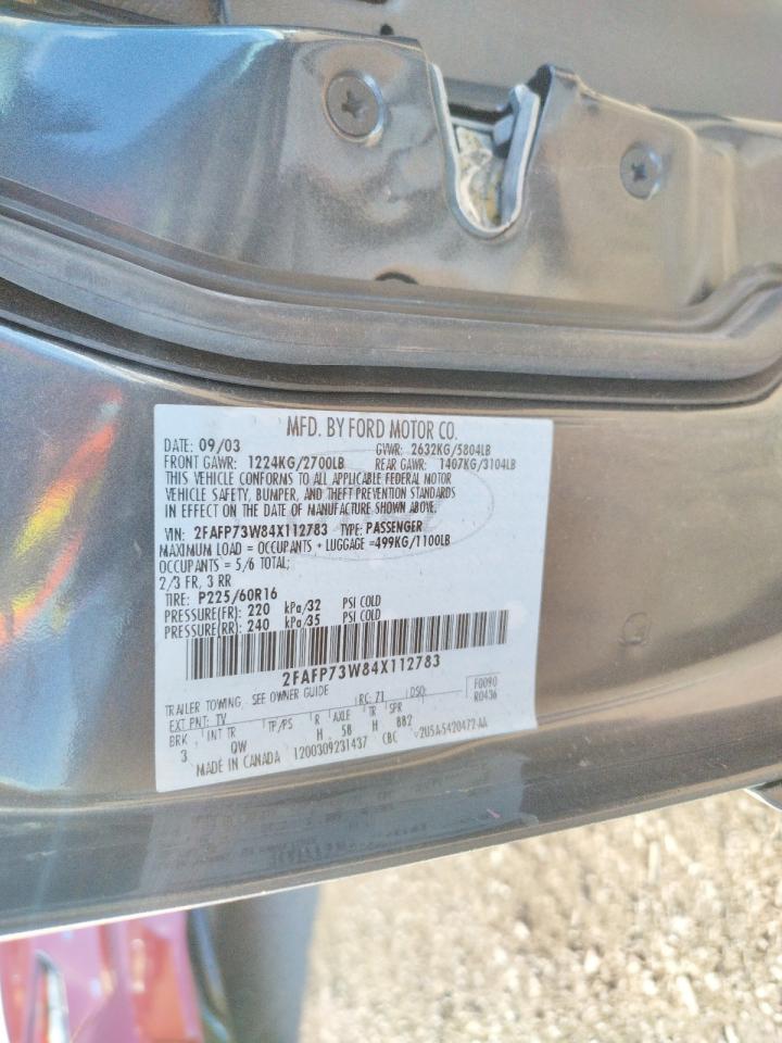 Photo 10 from auction – 2004 FORD CROWN VICT with VIN 2FAFP73W84X112783