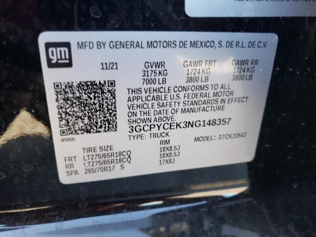 Photo 10 from auction – 2022 CHEVROLET silverado with VIN 3GCPYCEK3NG148357
