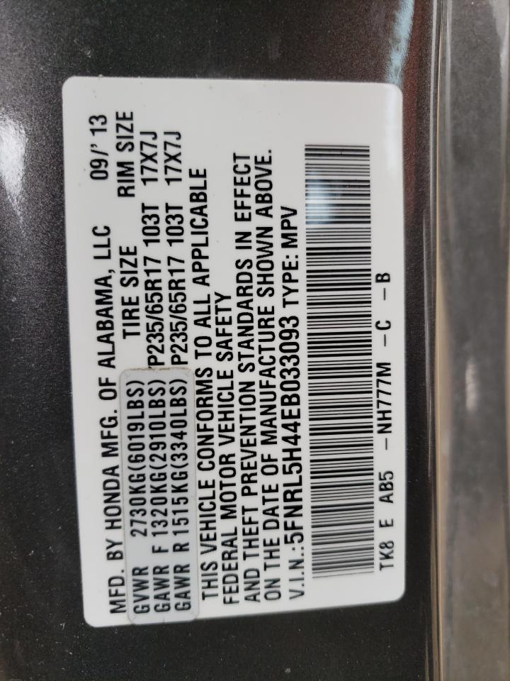 Photo 10 from auction – 2014 HONDA ODYSSEY EX with VIN 5FNRL5H44EB033093