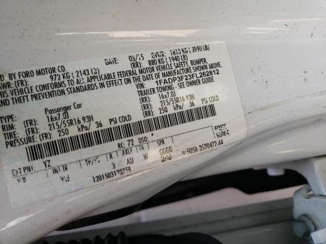 Photo 10 from auction – 2015 FORD FOCUS SE with VIN 1FADP3F23FL262812