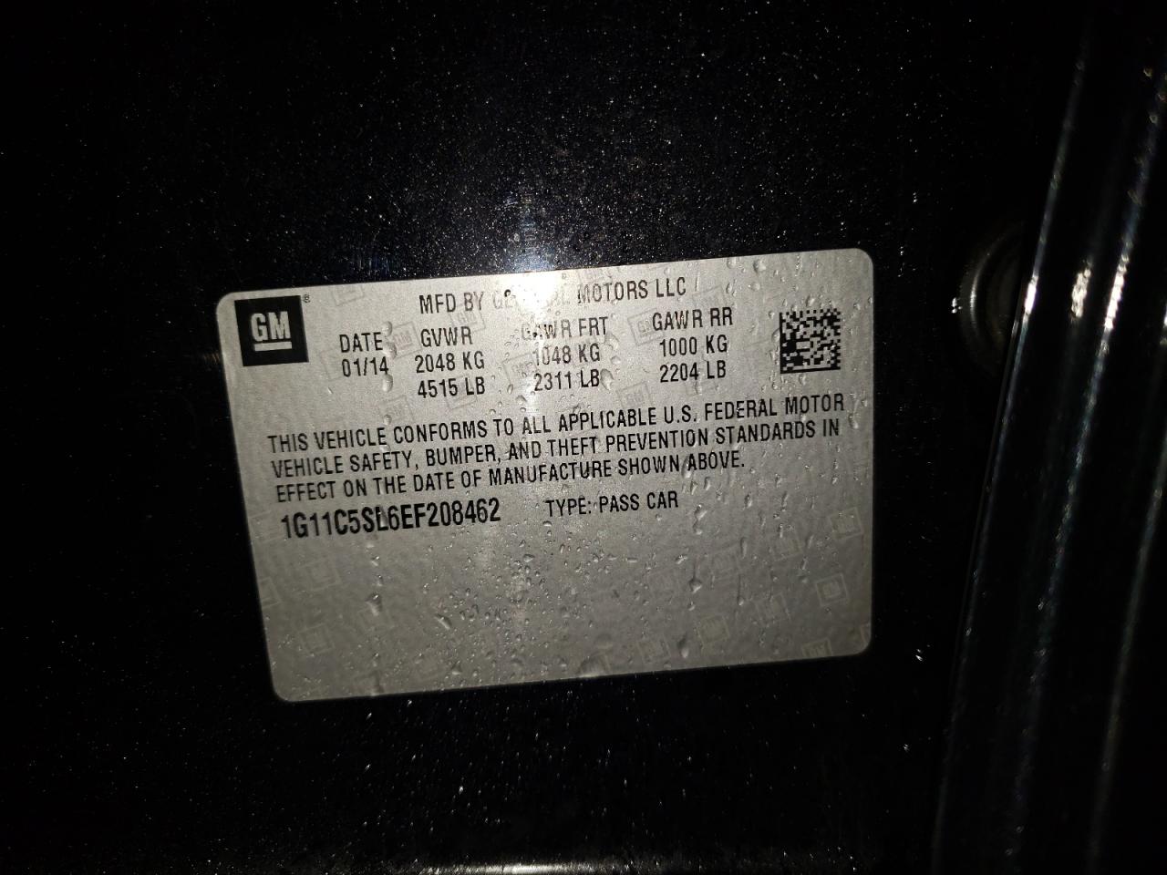 Photo 10 from auction – 2014 CHEVROLET MALIBU 1LT with VIN 1G11C5SL6EF208462