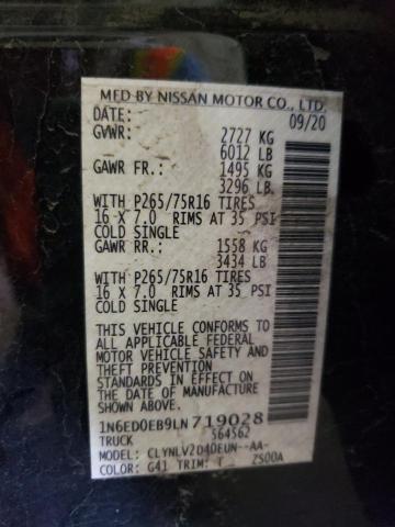 NISSAN FRONTIER S 2020 with VIN 1N6ED0EB9LN719028 - Photo from auction