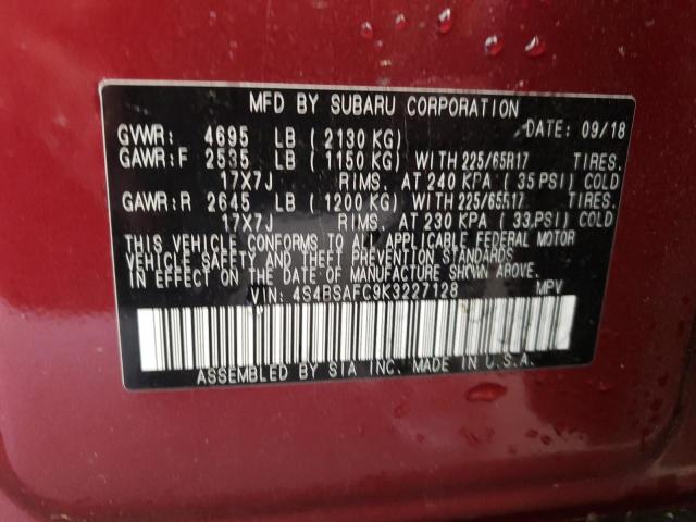 Photo 10 from auction – 2019 SUBARU OUTBACK 2. with VIN 4S4BSAFC9K3227128