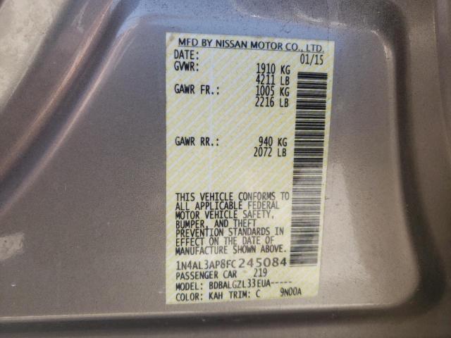 Photo 10 from auction – 2015 NISSAN ALTIMA 2.5 with VIN 1N4AL3AP8FC245084