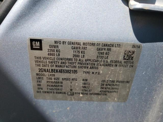 Photo 10 from auction – 2014 CHEVROLET EQUINOX LT with VIN 2GNALBEK4E6382105
