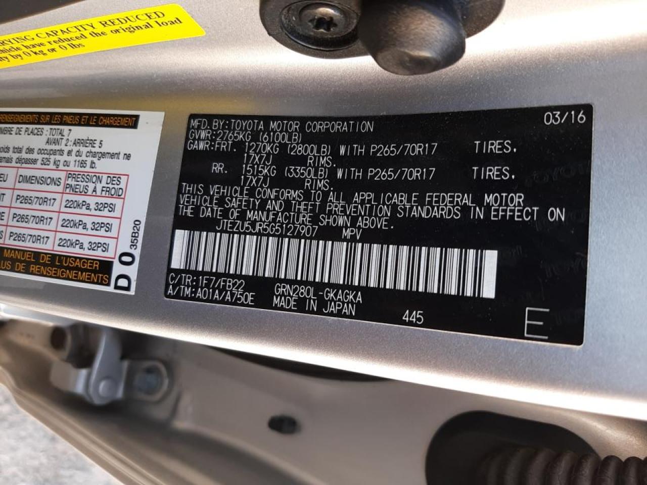 Photo 10 from auction – 2016 TOYOTA 4RUNNER SR with VIN JTEZU5JR5G5127907