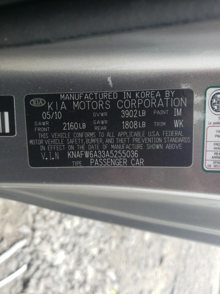 Photo 10 from auction – 2010 KIA FORTE SX with VIN KNAFW6A33A5255036