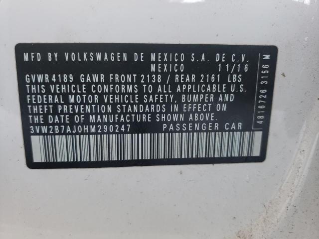 Photo 10 from auction – 2017 VOLKSWAGEN JETTA S with VIN 3VW2B7AJ0HM290247