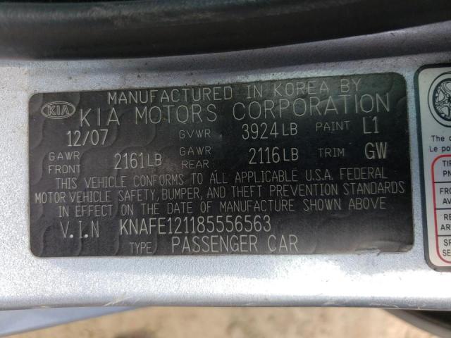 Photo 10 from auction – 2008 KIA SPECTRA EX with VIN KNAFE121185556563