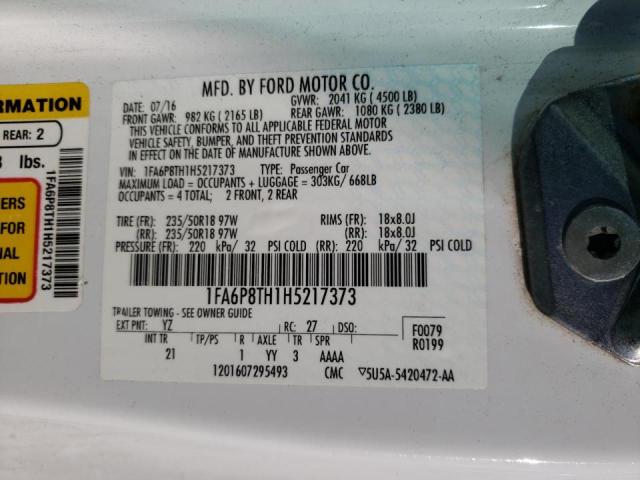 Photo 10 from auction – 2017 FORD MUSTANG with VIN 1FA6P8TH1H5217373