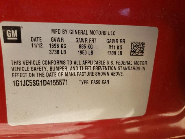 Photo 10 from auction – 2013 CHEVROLET SONIC LT with VIN 1G1JC5SG1D4155571