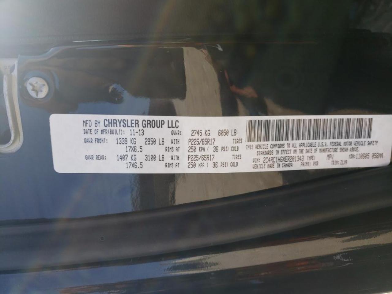 Photo 10 from auction – 2014 CHRYSLER TOWN & COU with VIN 2C4RC1HGXER201343