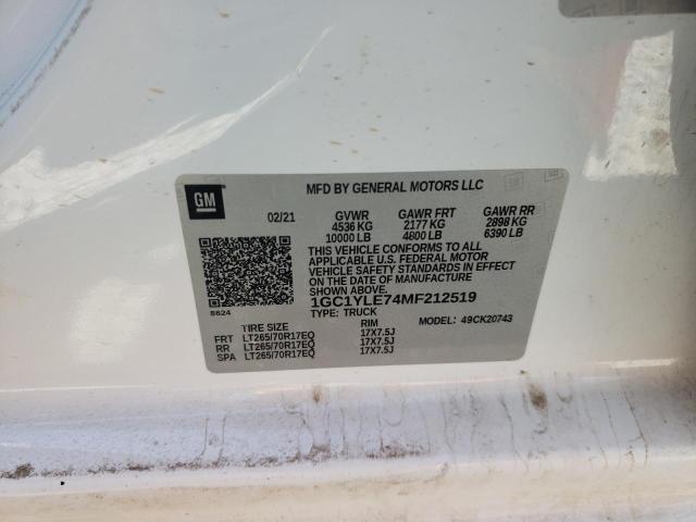 Photo 10 from auction – 2021 CHEVROLET SILVERADO with VIN 1GC1YLE74MF212519