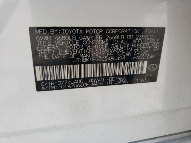 Photo 10 from auction – 2012 LEXUS ES 350 with VIN JTHBK1EG8C2480424
