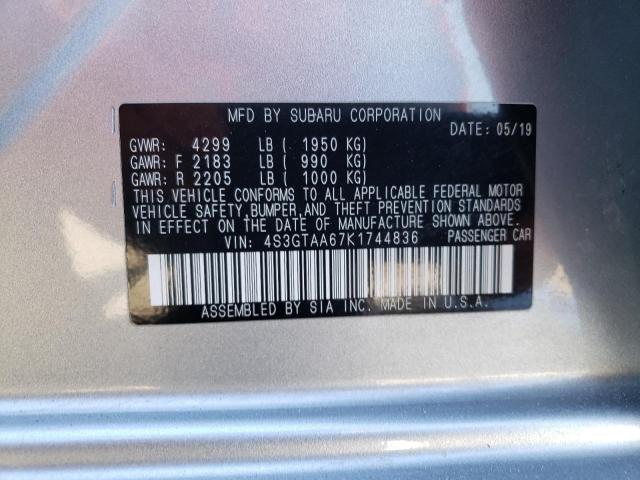 Photo 10 from auction – 2019 SUBARU IMPREZA with VIN 4S3GTAA67K1744836