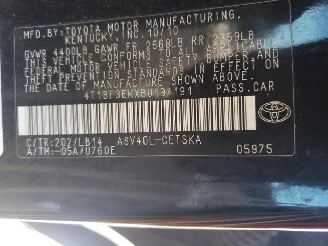 Photo 10 from auction – 2011 TOYOTA CAMRY BASE with VIN 4T1BF3EKXBU194191