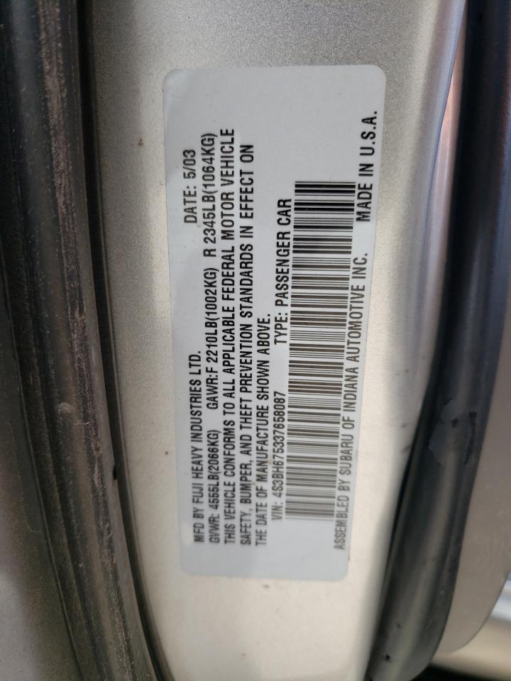 Zdjęcie 10 z aukcji – 2003 SUBARU LEGACY OUT z VIN 4S3BH675337658087