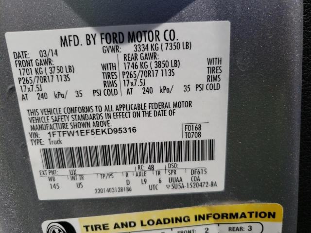 Photo 10 from auction – 2014 FORD F150 SUPER with VIN 1FTFW1EF5EKD95316