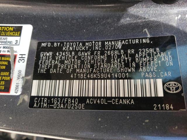 Photo 10 from auction – 2009 TOYOTA CAMRY BASE with VIN 4T1BE46K59U414001
