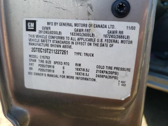 Photo 10 from auction – 2001 GMC NEW SIERRA with VIN 2GTEC19T211227261