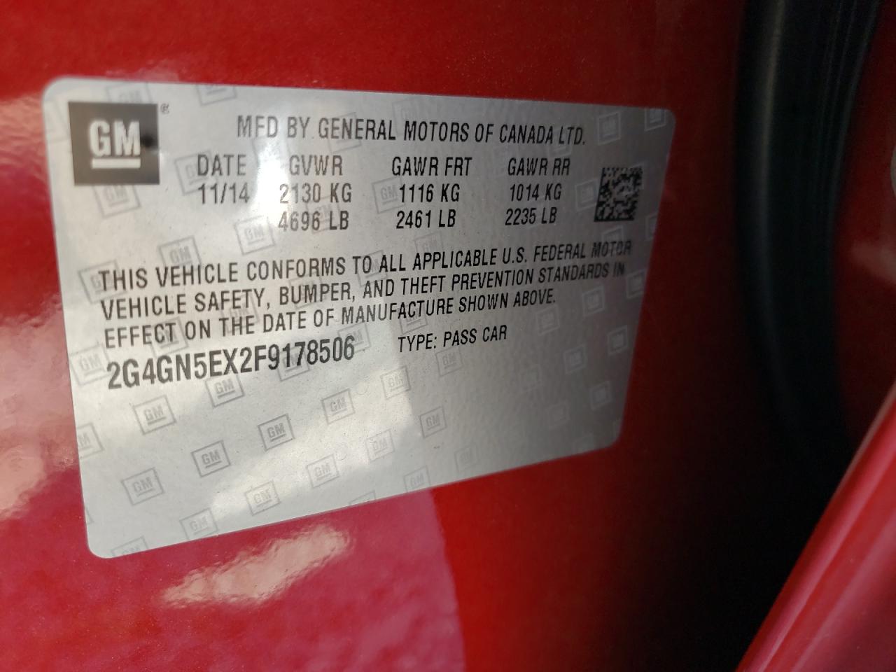 Photo 10 from auction – 2015 BUICK REGAL PREM with VIN 2G4GN5EX2F9178506