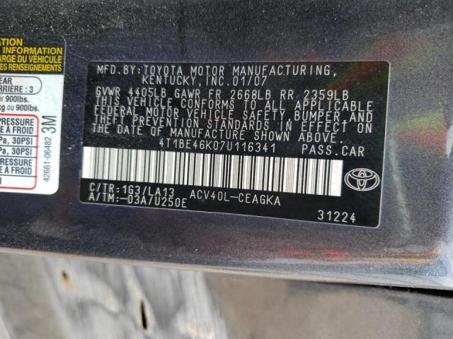 Photo 10 from auction – 2007 TOYOTA CAMRY CE with VIN 4T1BE46K07U116341